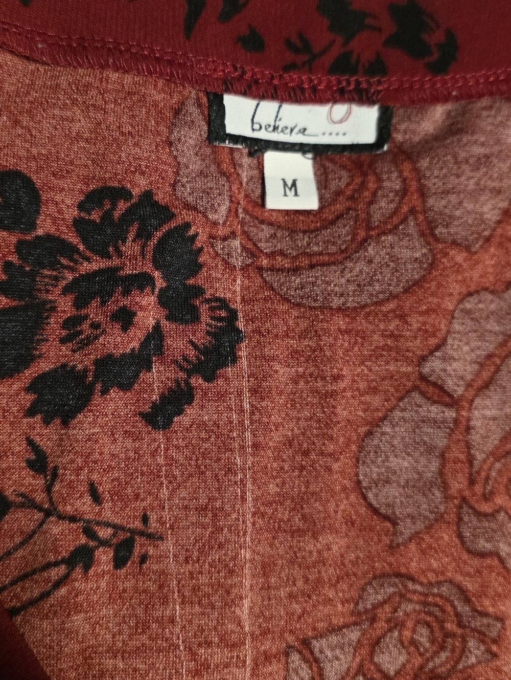 Believer Red Floral V-Neck Women’s Top - Picture 4 of 4